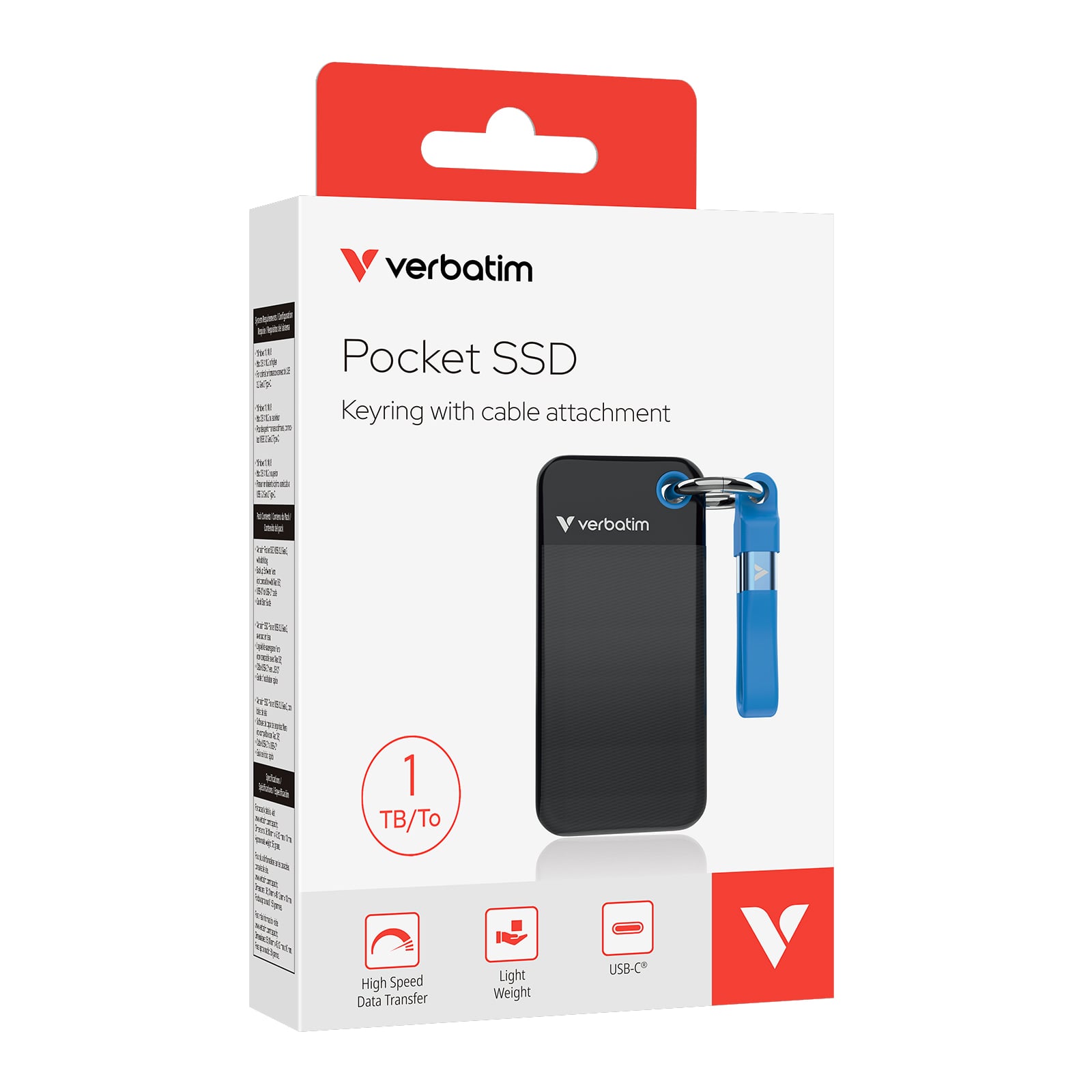 Pocket SSD Portachiavi con Attacco per Cavo USB-C™ 1TB Nero Blu - Miniatura 2