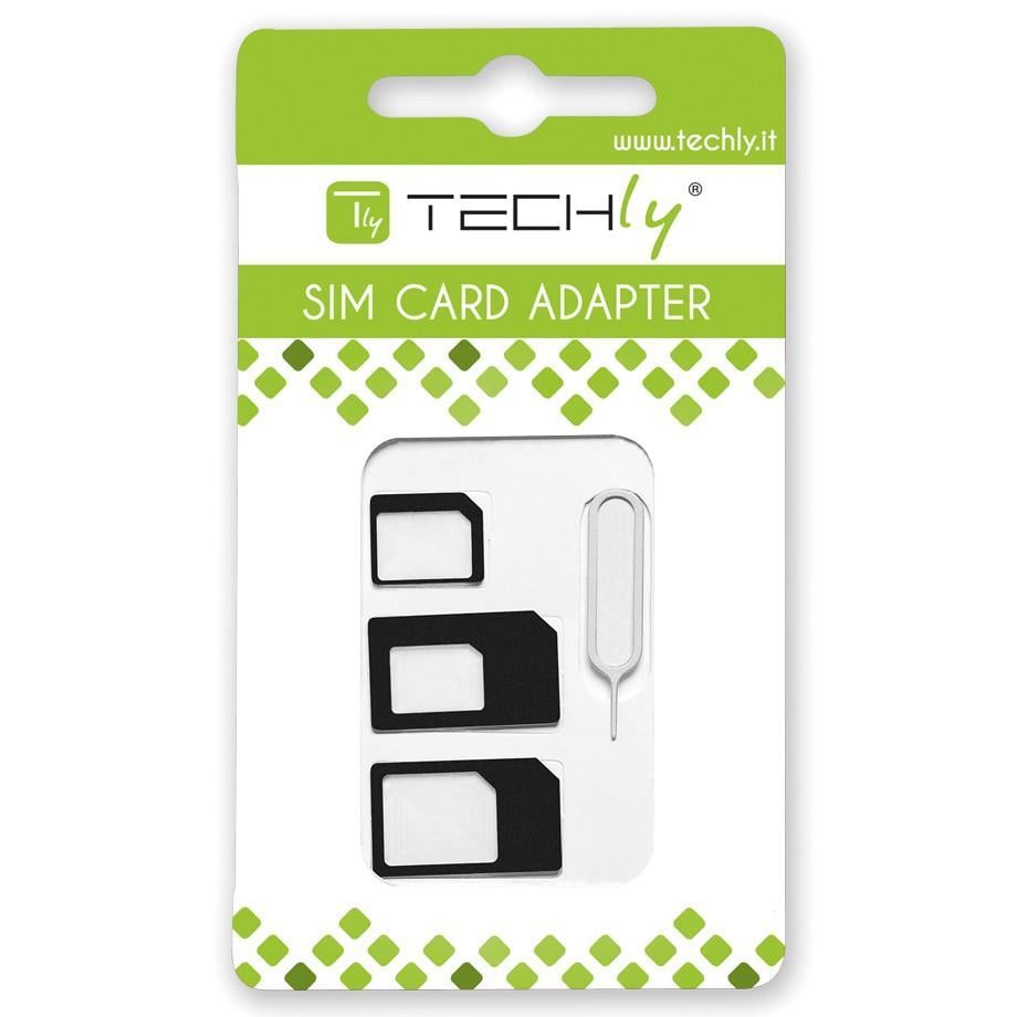 Adattatore Scheda SIM (4 in 1) nano-SIM, Micro-SIM e SIM Nero - Miniatura 2