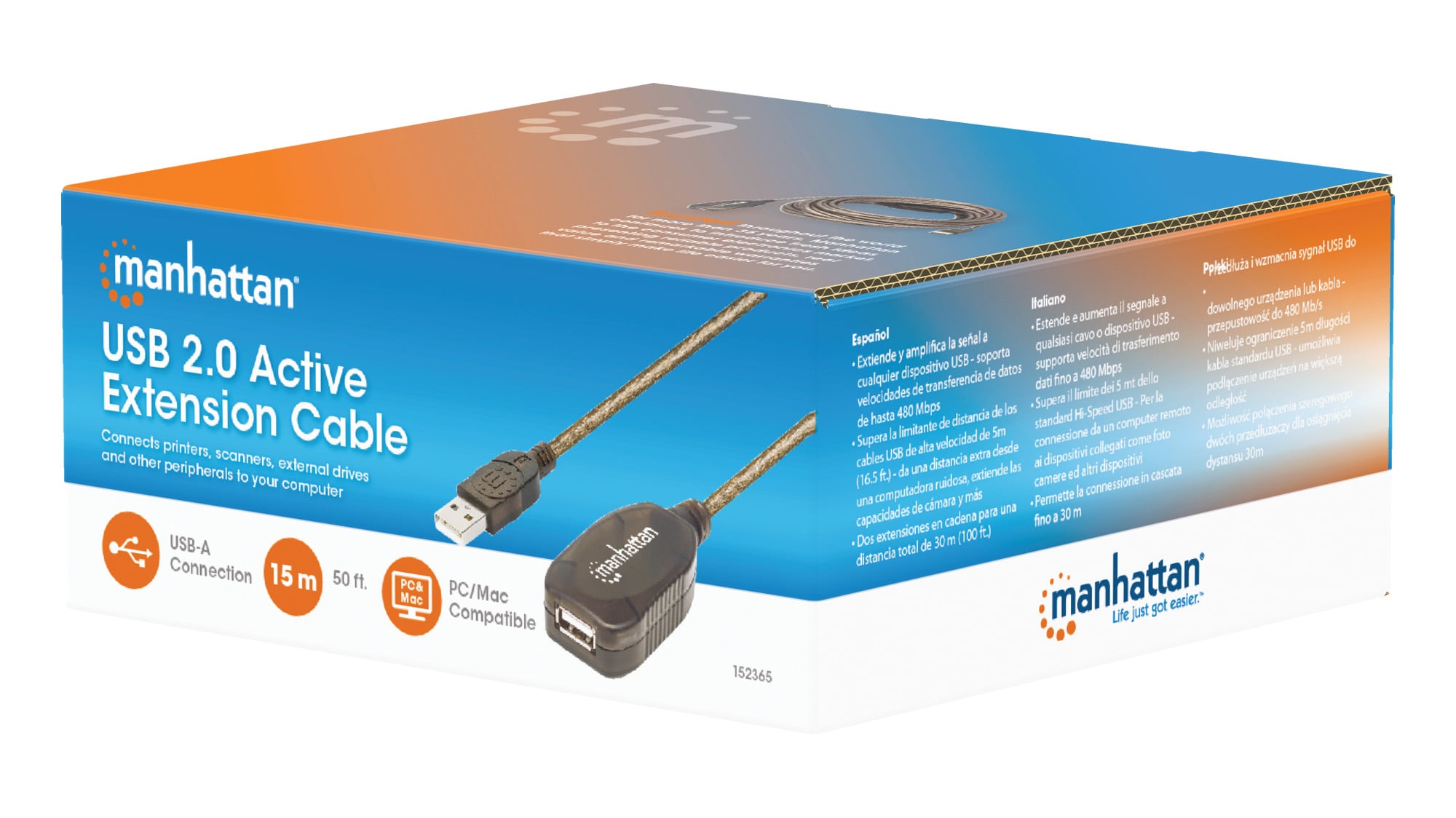 Cavo Prolunga Attivo USB 2.0 Hi-Speed 15 mt - Miniatura 2