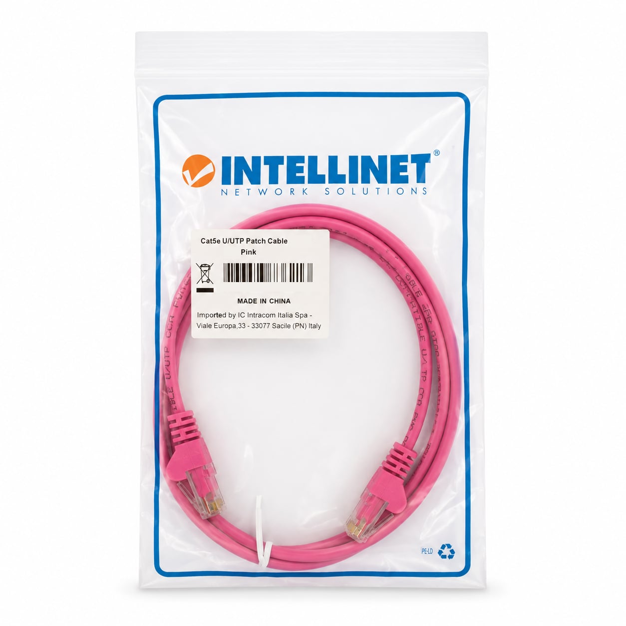 Cavo di rete Patch CCA Cat. 5e Rosa UTP 1 mt - Miniatura 2