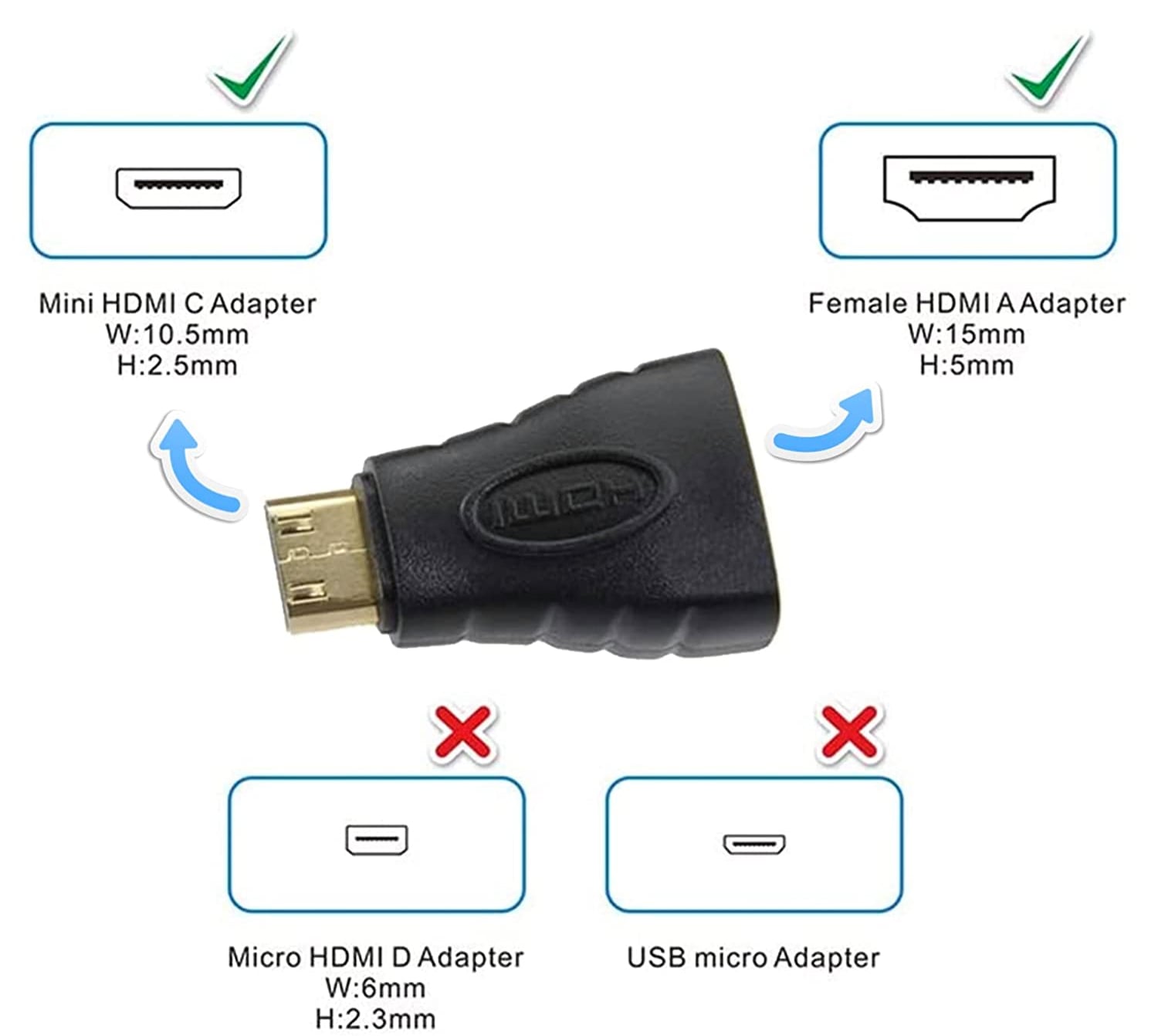Adatattore da Mini HDMI Maschio a HDMI Femmina - Miniatura 2