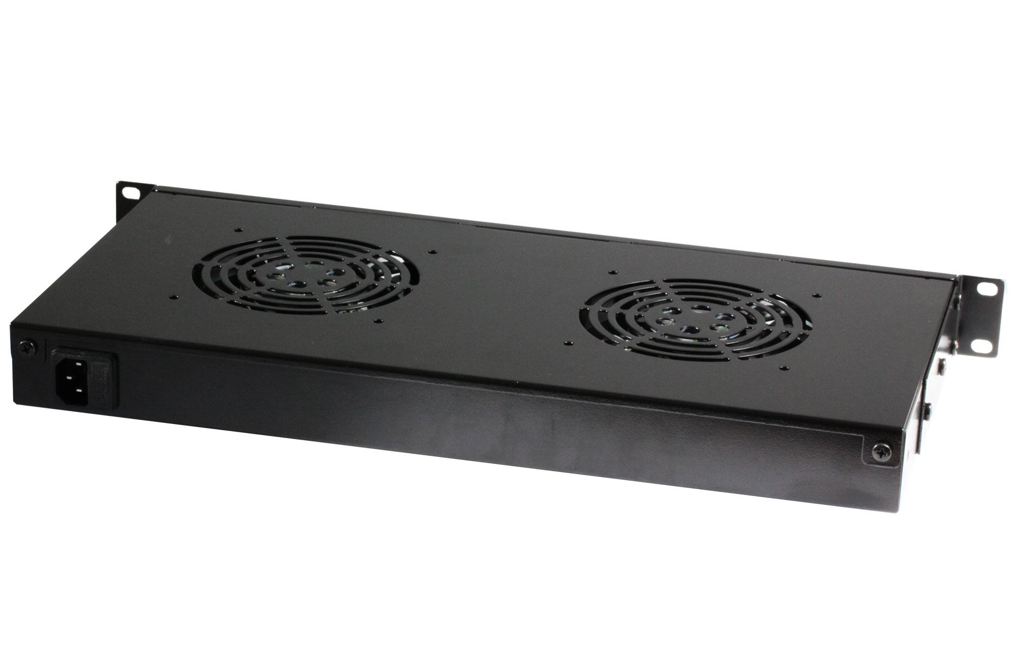 Gruppo 2 Ventole 1U per Rack 19'' con Termostato LED Nero - Miniatura 2