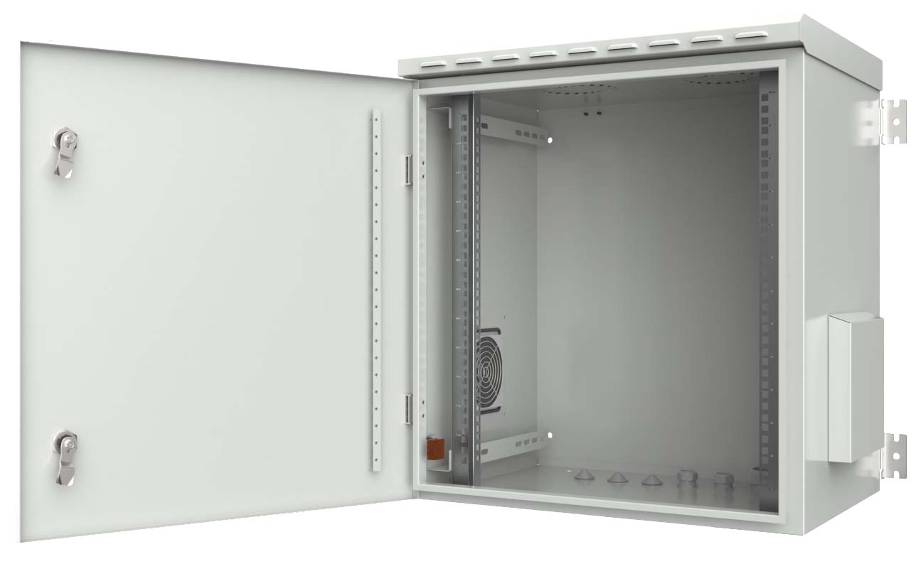 Armadio Rack 19'' a Parete 12U Grigio IP55 Porta Cieca prof. 450 mm - Miniatura 2