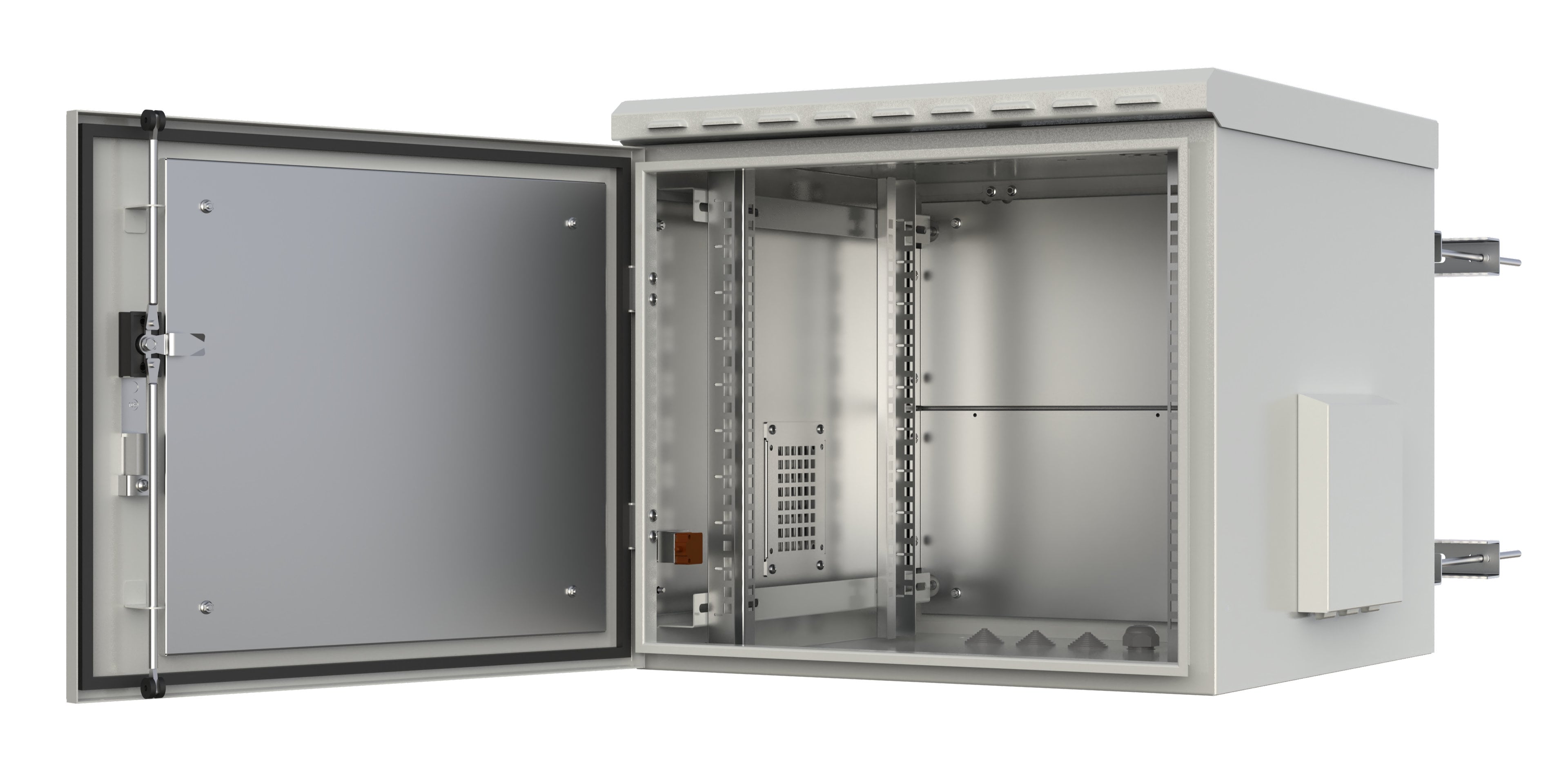 Armadio Rack 19'' Fissaggio a Palo 12U IP66 Porta Cieca Prof. 600 mm Grigio - Miniatura 2