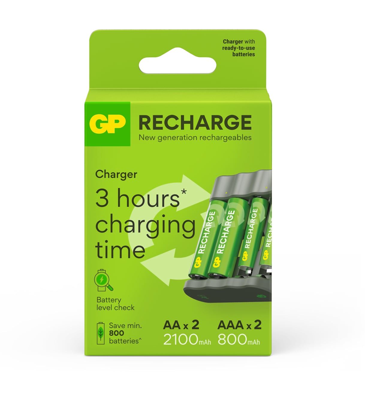Caricabatterie per AA e AAA con 2 Batterie AA e 2 Batterie AAA Incluse - Miniatura 2
