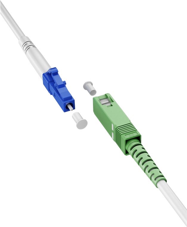 Cavo in Fibra Ottica FTTH Monomodale SC-APC (8°)/LC-UPC OS2 9/125 Simplex 15m - Miniatura 2
