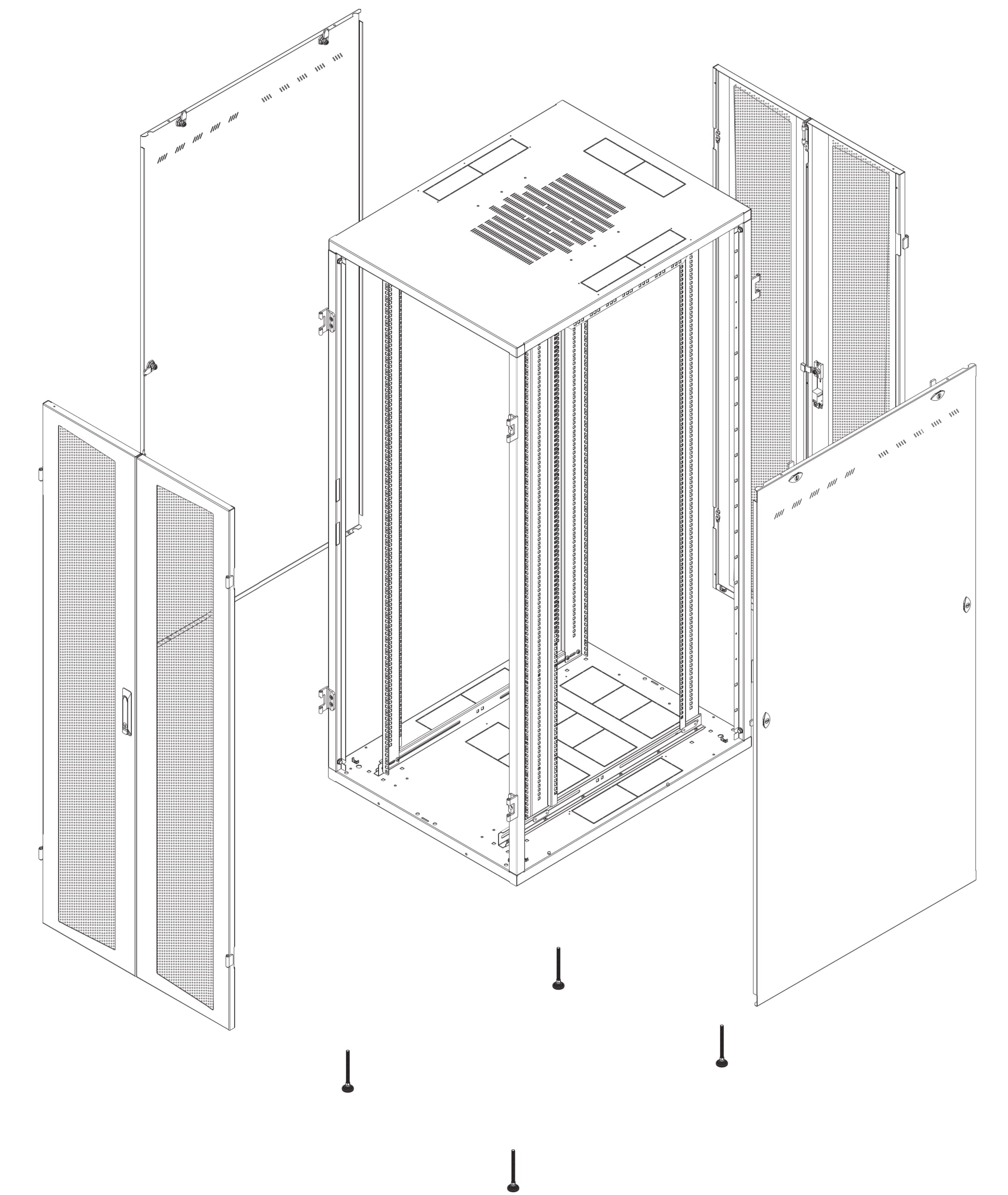 Armadio Server Rack NextGen 1000 19'' 800x1000 42U Nero Porta Grigliata - Miniatura 2