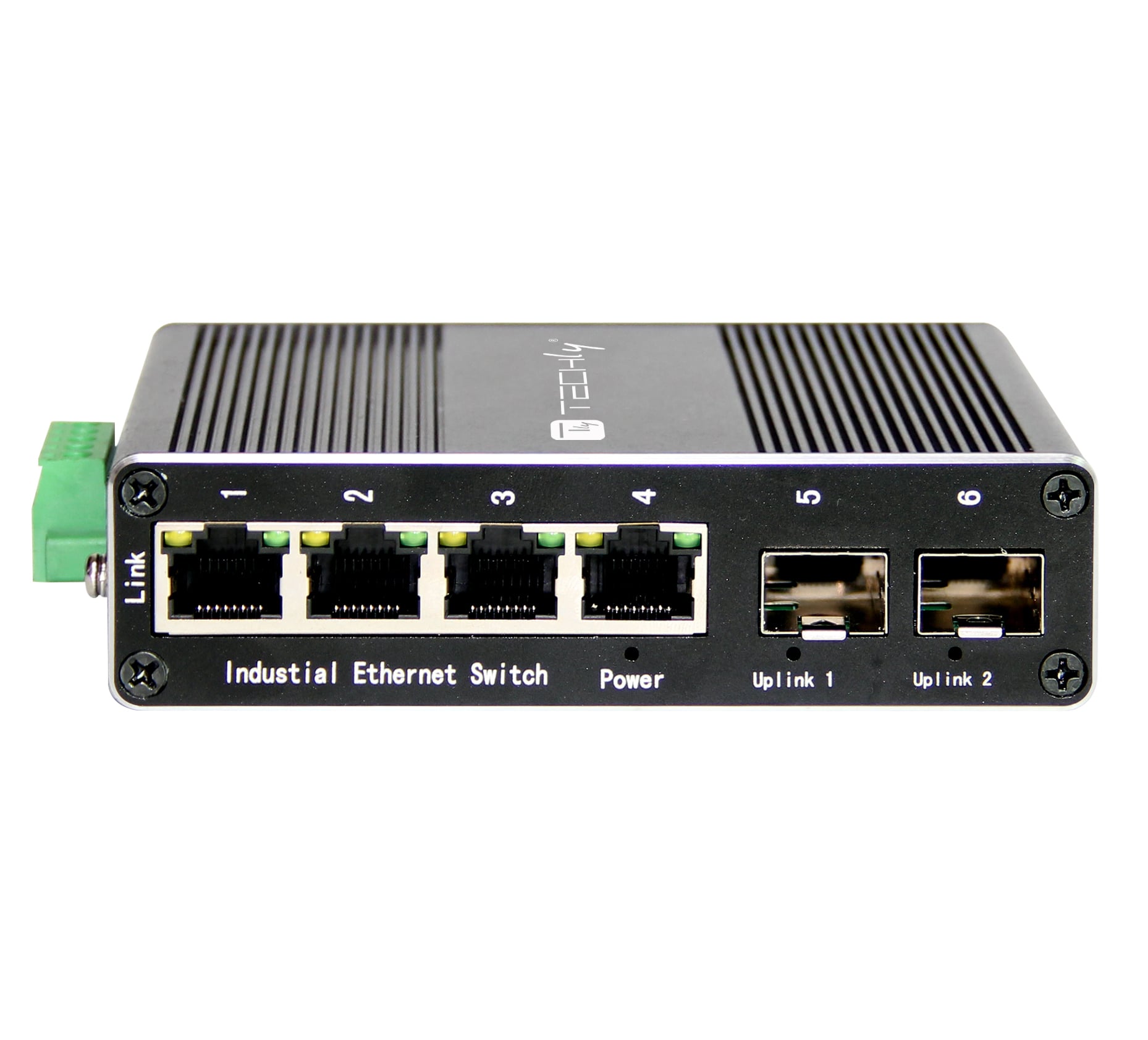 Convertitore Ethernet Industriale Gigabit 4 porte RJ45 a 2 porte SFP Non Gestito - Miniatura 3
