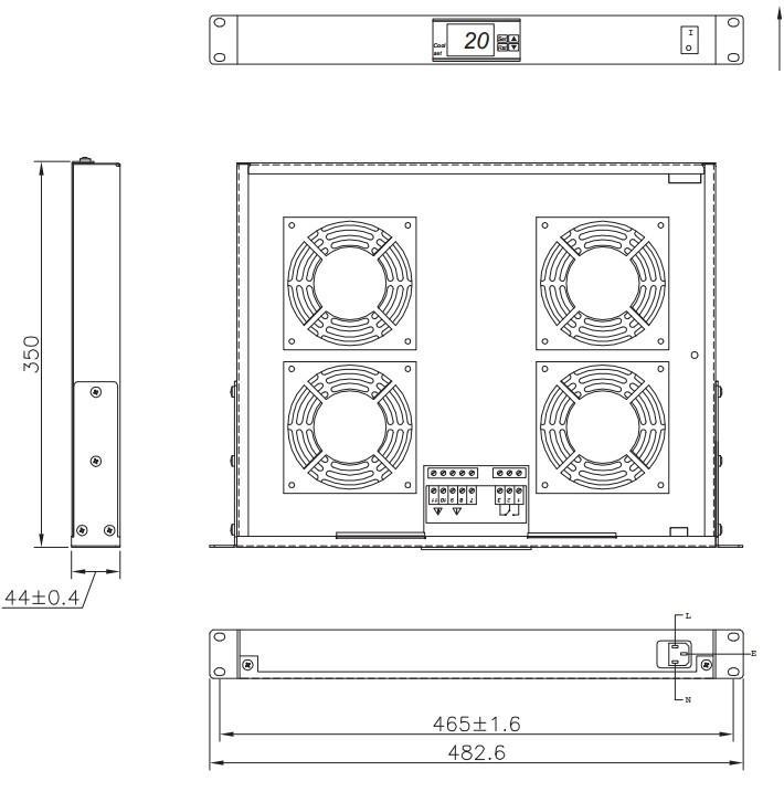 Gruppo 4 Ventole 1U per Rack 19'' con Termostato LED Nero - Miniatura 3
