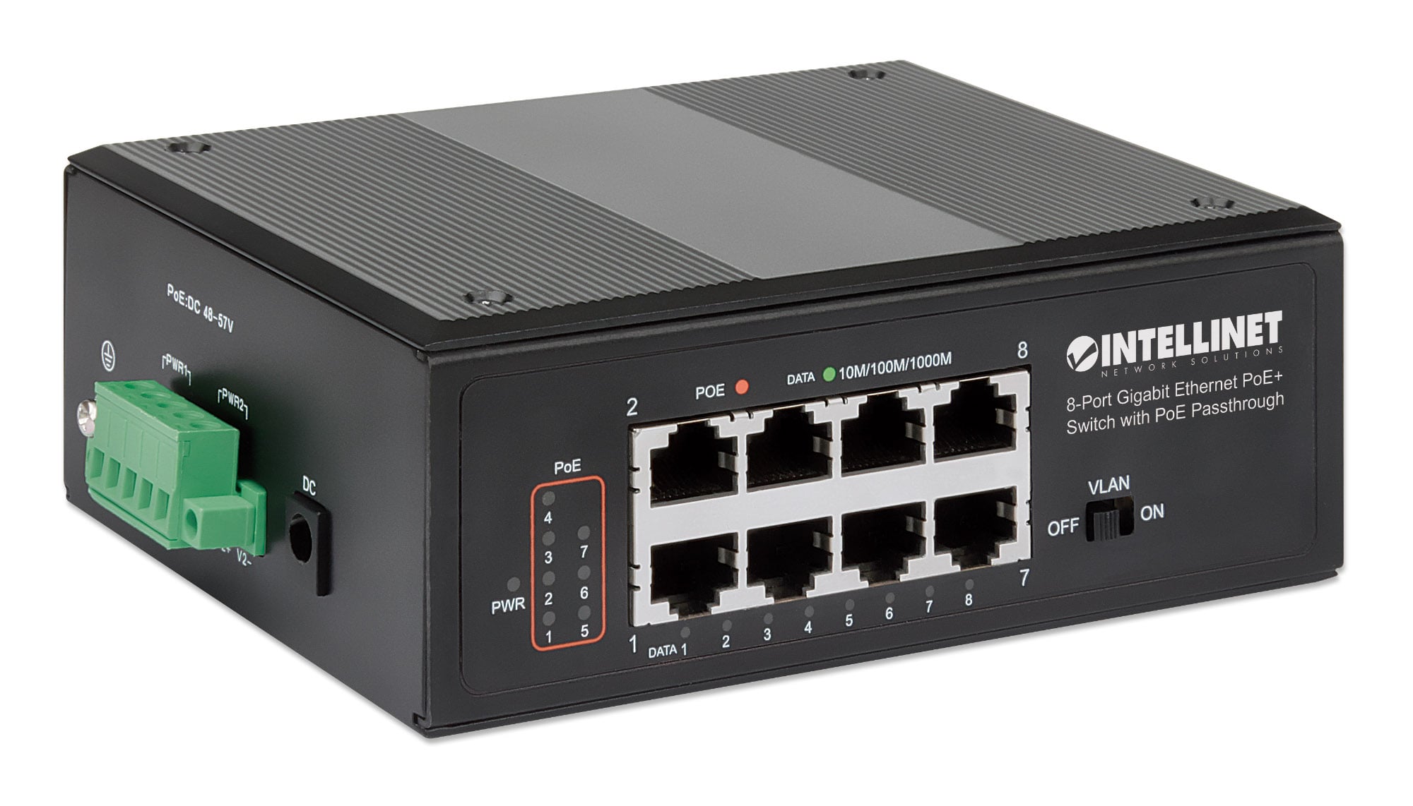 Switch Ethernet Gigabit 8 porte PoE+ con PoE Passante - Miniatura 3