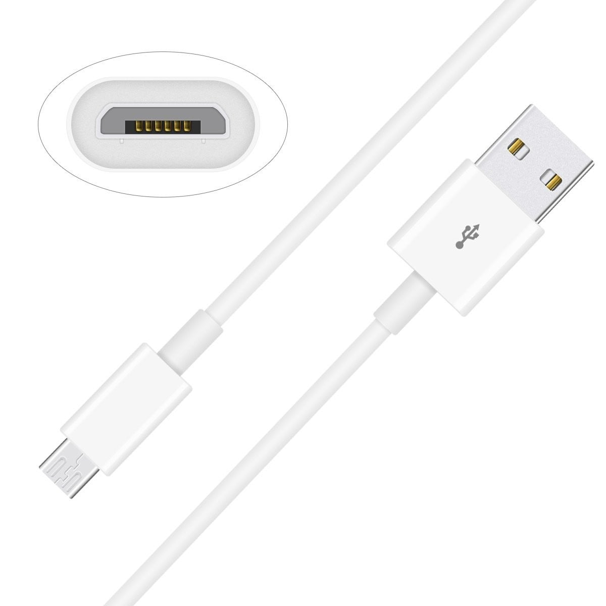 Cavo di Ricarica Rapida USB/Micro-USB 1m Bianco - Miniatura 3