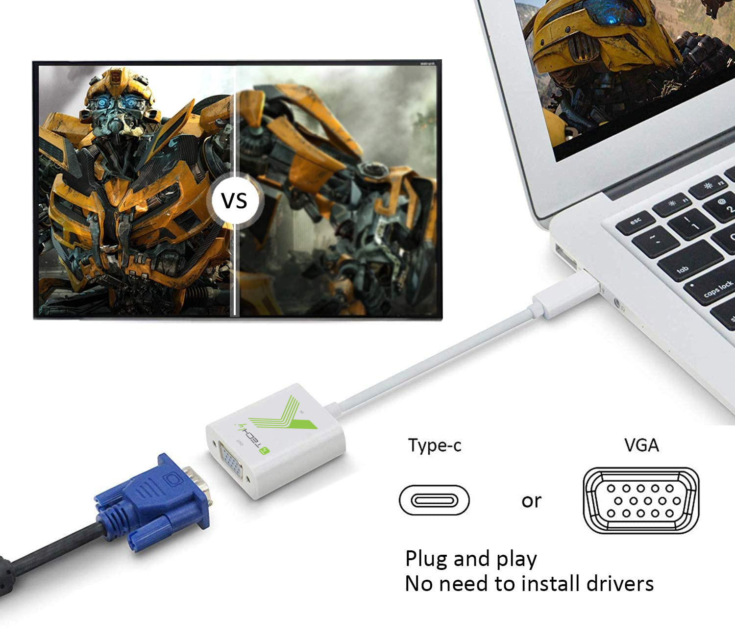 Cavo Convertitore Adattatore da USB-C™ M a VGA F - Miniatura 3