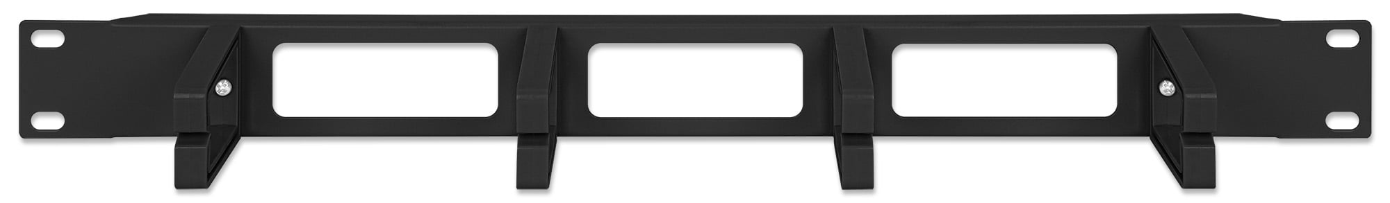 Pannello Passacavi 4 Anelli in Plastica Lunghi 3 Fori 1U Nero - Miniatura 3