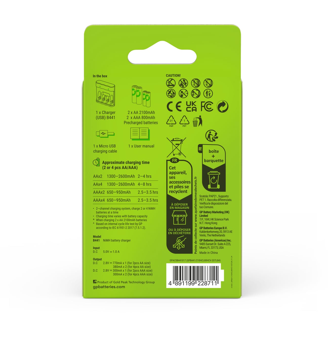 Caricabatterie per AA e AAA con 2 Batterie AA e 2 Batterie AAA Incluse - Miniatura 3