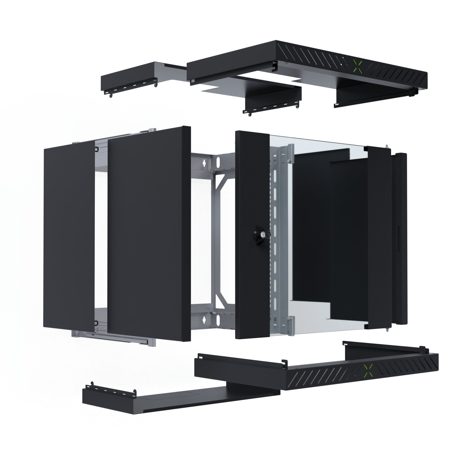 Armadio Rack 19'' a Muro 12U da Assemblare Profondità 400-600 mm Nero - Miniatura 3