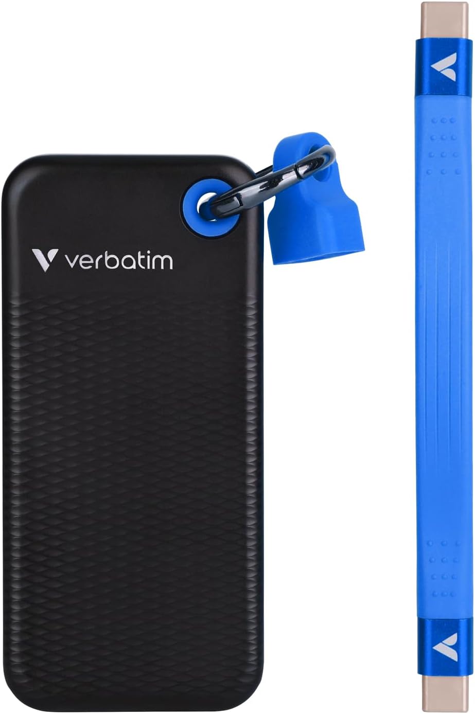 Pocket SSD Portachiavi con Attacco per Cavo USB-C™ 1TB Nero Blu - Miniatura 3