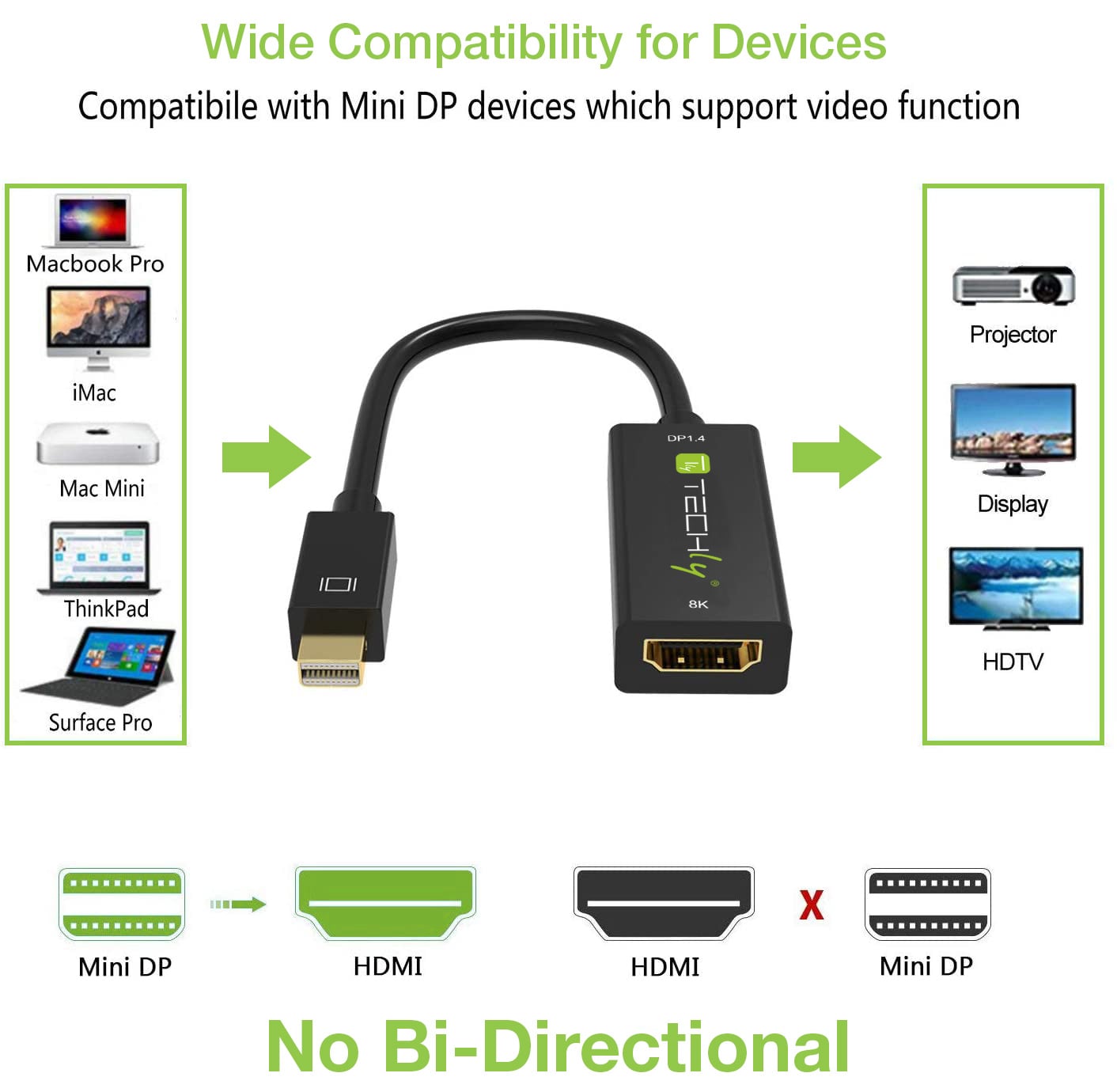 Adattatore Mini DisplayPort (Thunderbolt) 1.4 / HDMI 8K Attivo nero - Miniatura 3