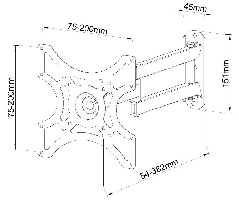 Supporto a Muro per TV LED LCD 19-37'' Full-Motion Nero - Miniatura 3