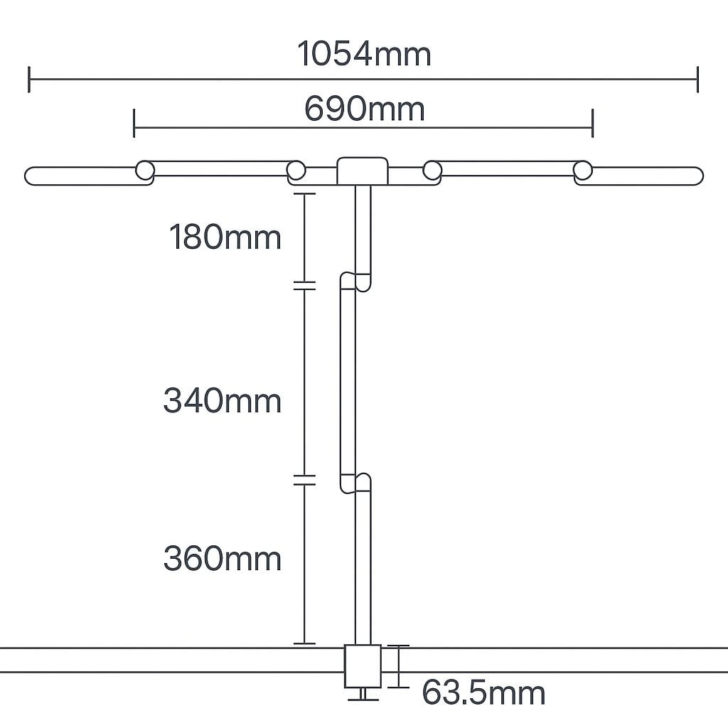 Lampada LED a Tripla Sorgente Luminosa con Braccio Regolabile e Attacco a Morsetto - Miniatura 3