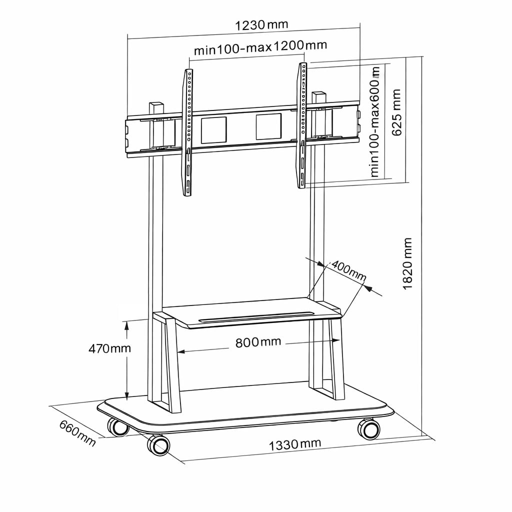 Supporto a Pavimento con Mensola per TV LCD/LED/Plasma 55-120'' - Miniatura 3