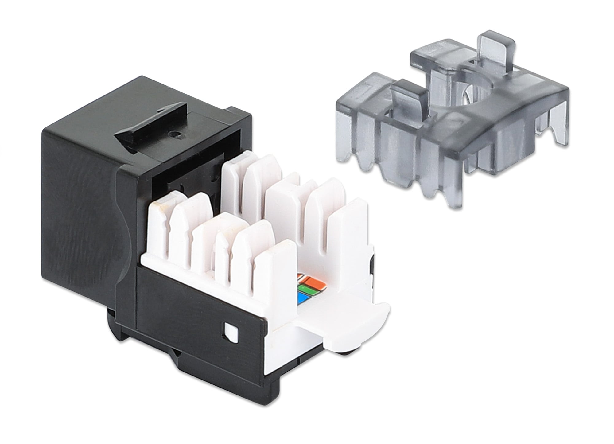 Frutto Keystone Slim Cat.6 per Cavo Rigido con Supporto Punch-Down 25 pz Nero - Miniatura 3