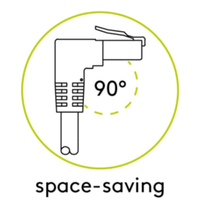 Cavo di rete Patch Connettore Angolato 90° CCA Cat.6 UTP 0,5m Bianco - Miniatura 3