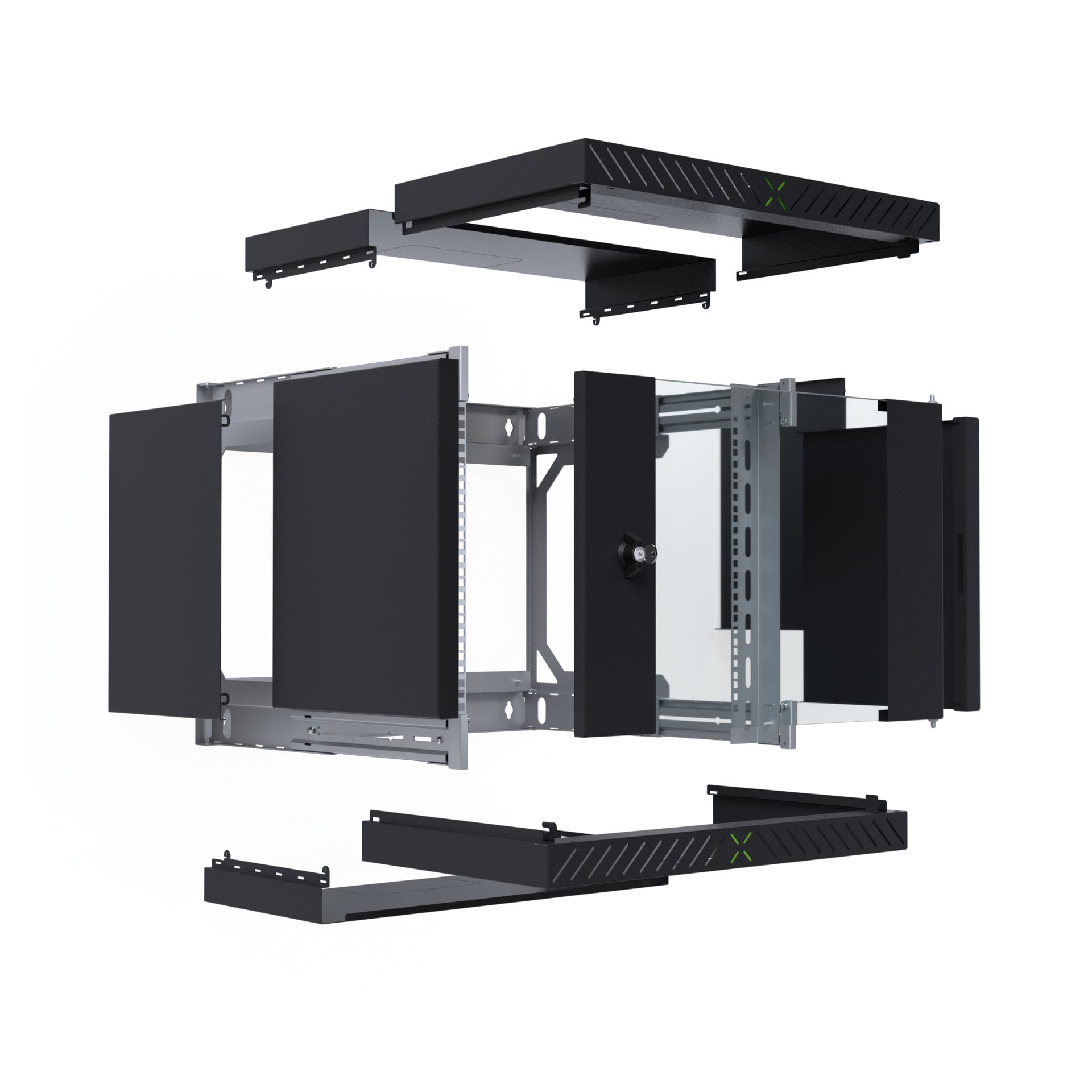 Armadio Rack 19'' a Muro 9U da Assemblare Profondità 400-600 mm Nero - Miniatura 3
