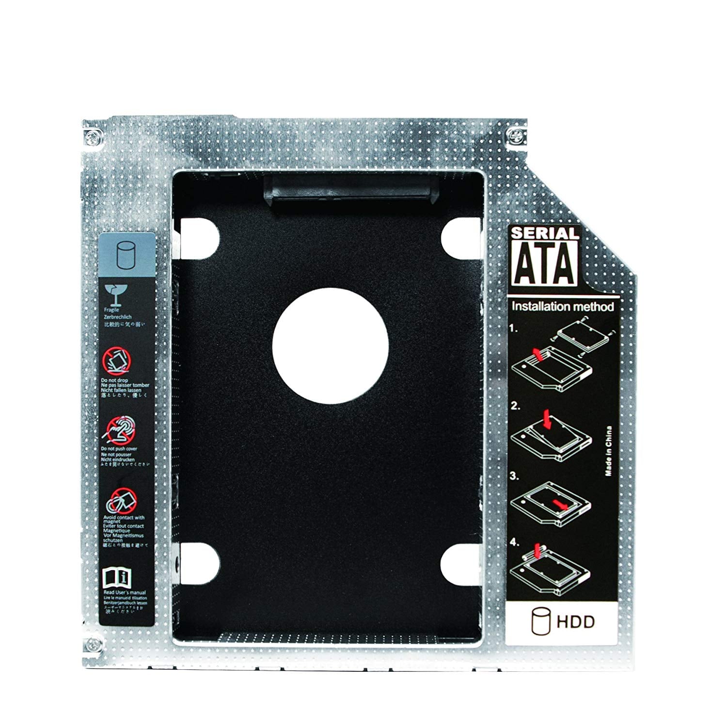 Adattatore SATA HDD Caddy per HDD/SSD da 9,5mm Nero - Miniatura 3