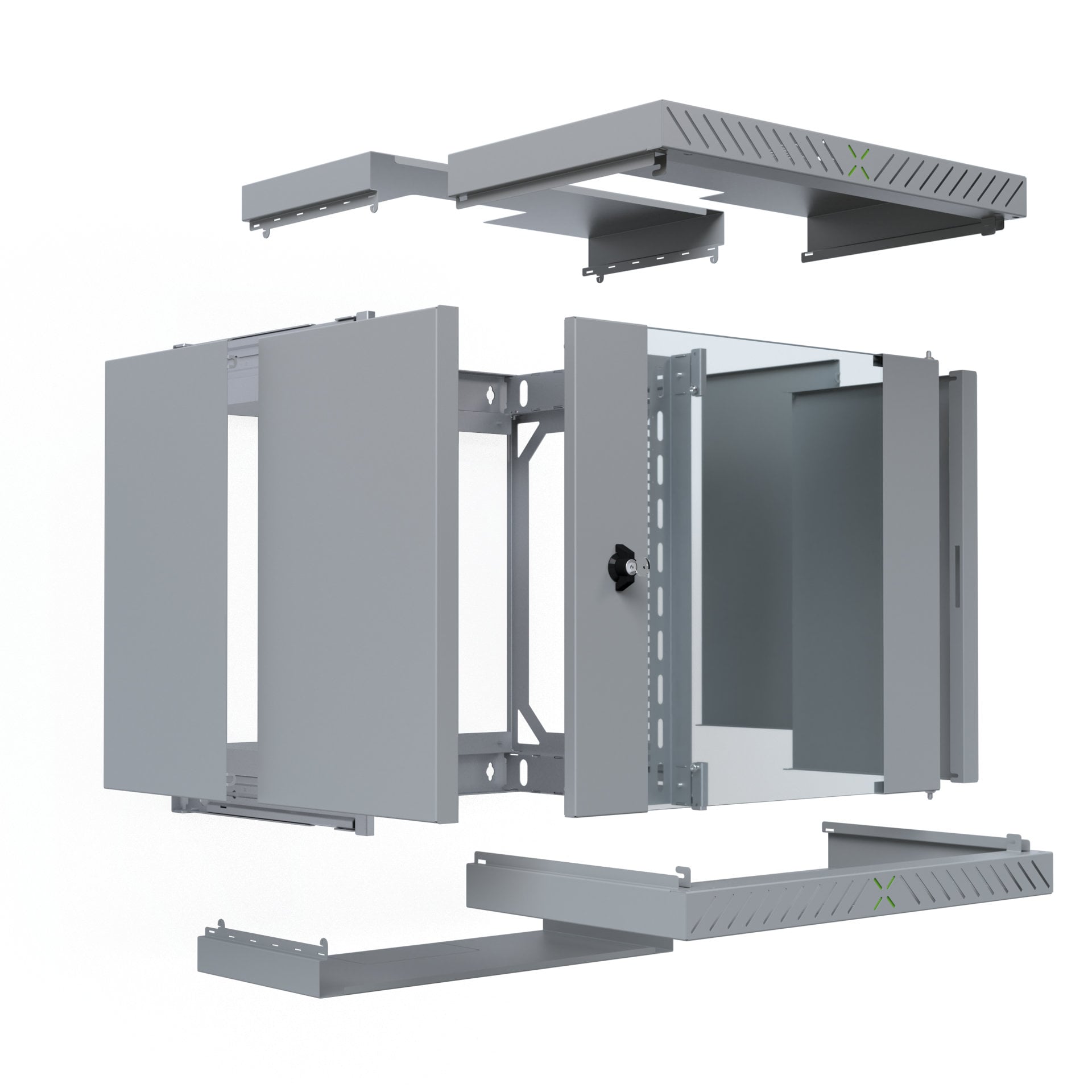 Armadio Rack 19'' a Muro 12U da Assemblare Profondità 400-600 mm Grigio - Miniatura 3