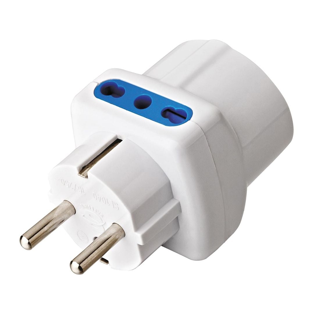 Adattatore Triplo Spina Schuko a Prese Bipasso con Schuko Bianco - Miniatura 3