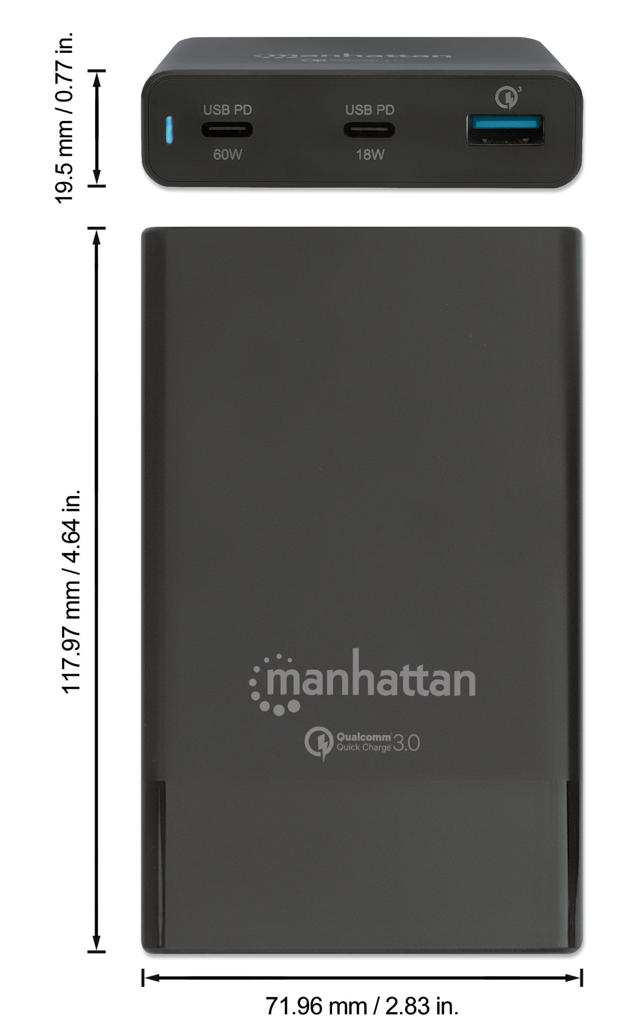 Stazione di ricarica USB-C™ PD 65W Nero - Miniatura 3