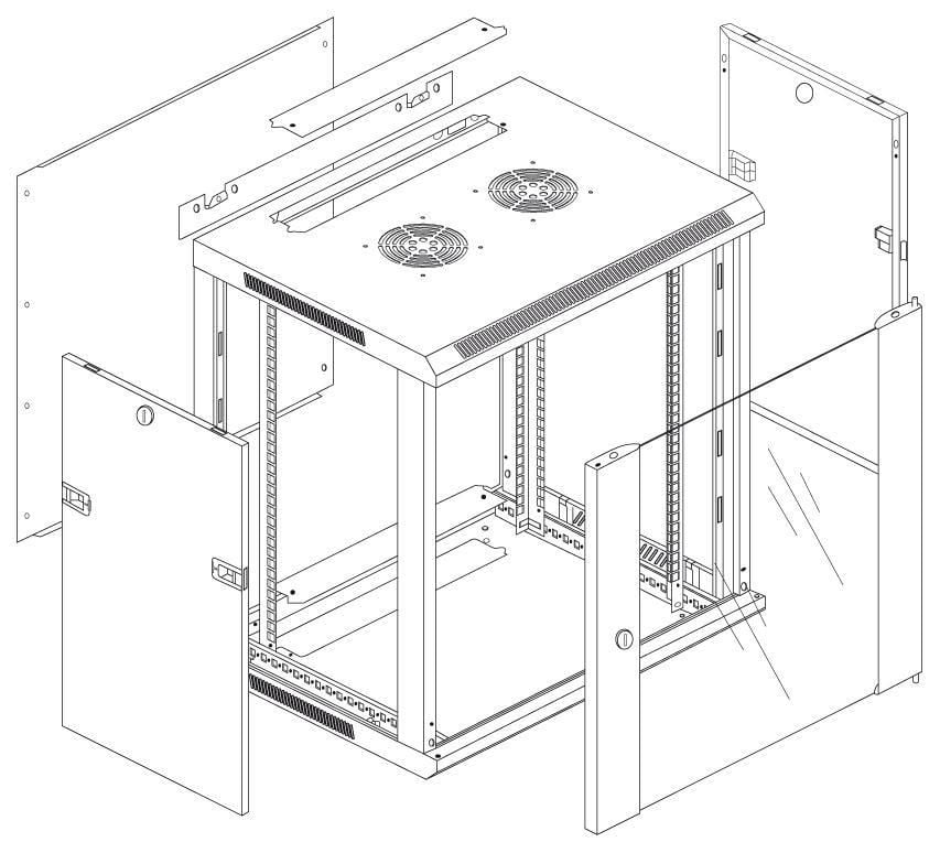 Armadio Rack 19'' a muro 15 unità sezione unica prof. 600mm Grigio - Miniatura 3