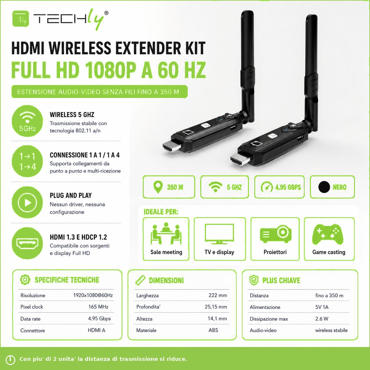 Extender HDMI Full HD 60Hz Wireless 5G 350m - Miniatura 3