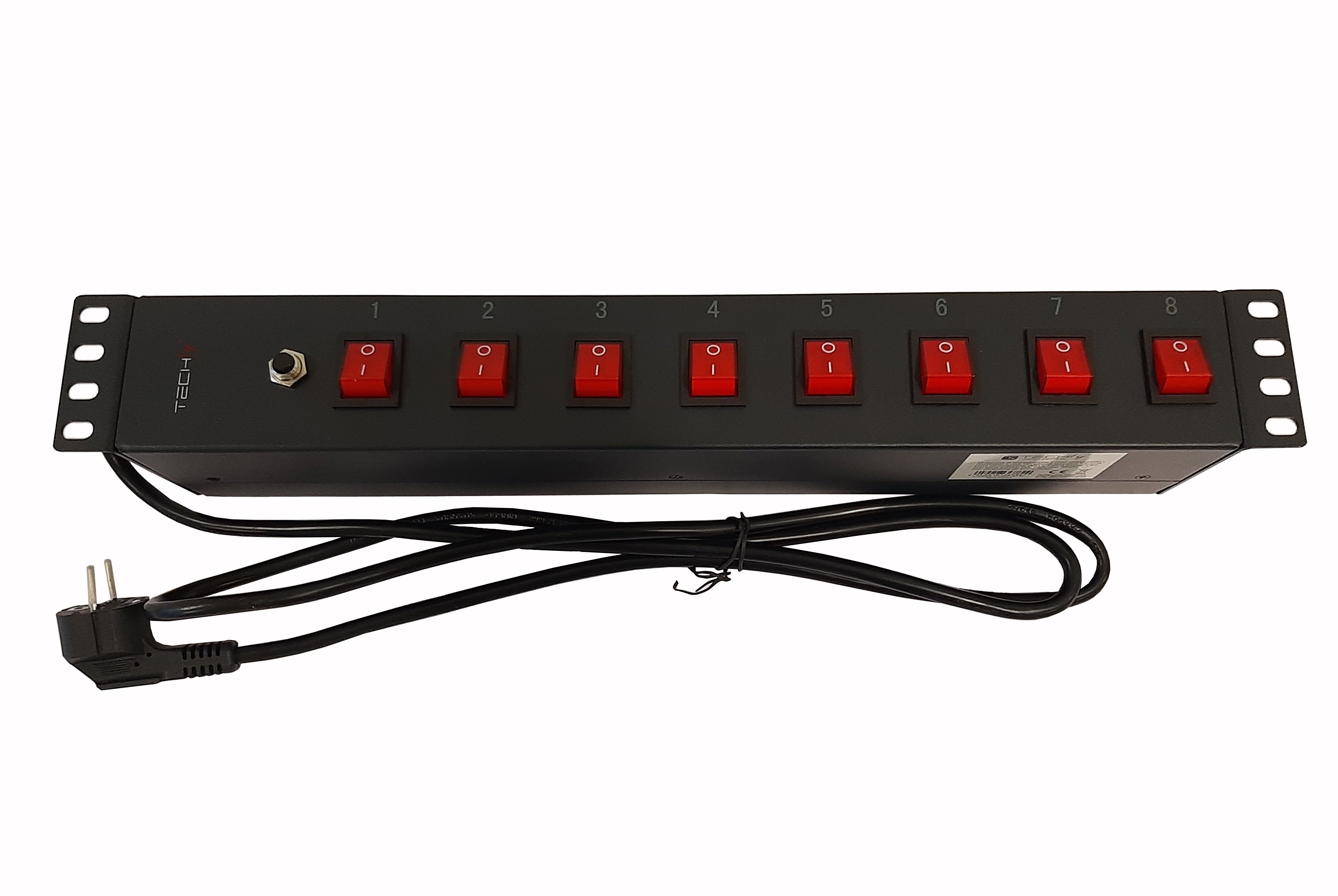 Multipresa a 8 Posti da Rack 19'' con 8 Interruttori Luminosi 1,5U - Miniatura 3
