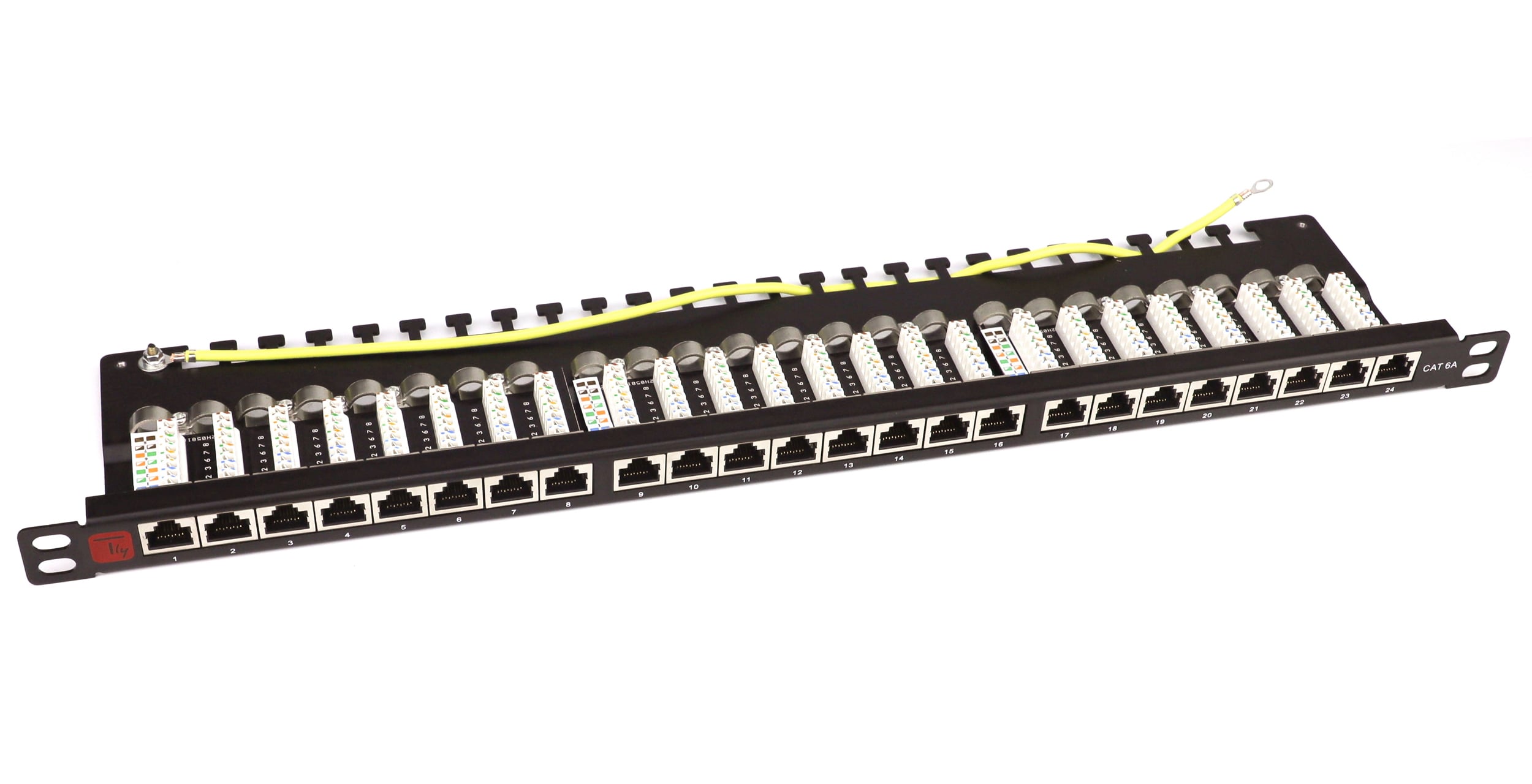 Pannello Patch STP 24 Posti RJ45 19'' 0.5U Cat.6 Nero - Miniatura 3