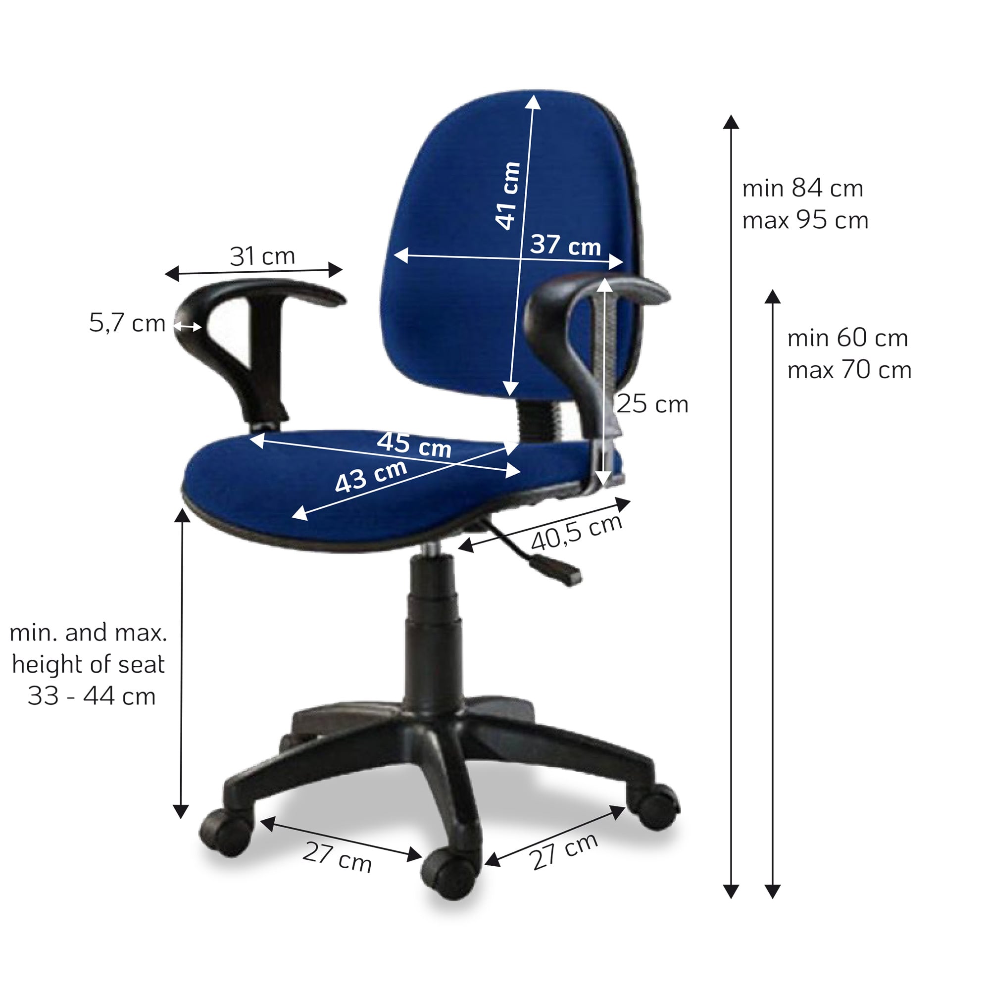 Sedia per Ufficio Easy Colore Blu - Miniatura 3