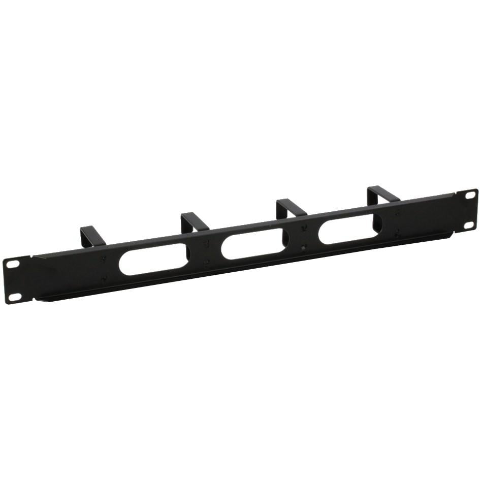 Pannello Passacavi 4 Anelli Corti in Metallo 3 Fori 1U Nero - Miniatura 3