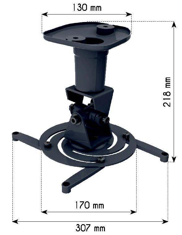 Staffa Universale a Soffitto per Proiettore, Nero - Miniatura 3