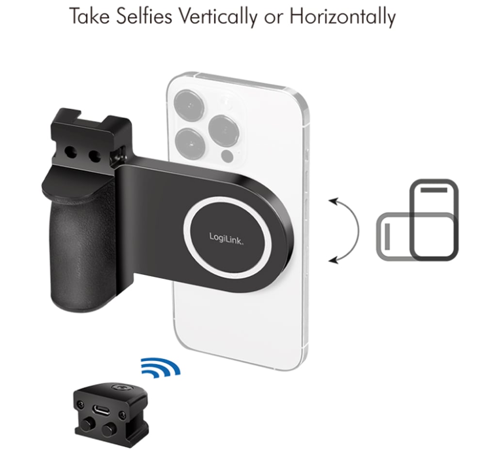 Impugnatura Magnetica per Smartphone con Telecomando Wireless e Luce a 3 Livelli di Luminosità - Miniatura 3