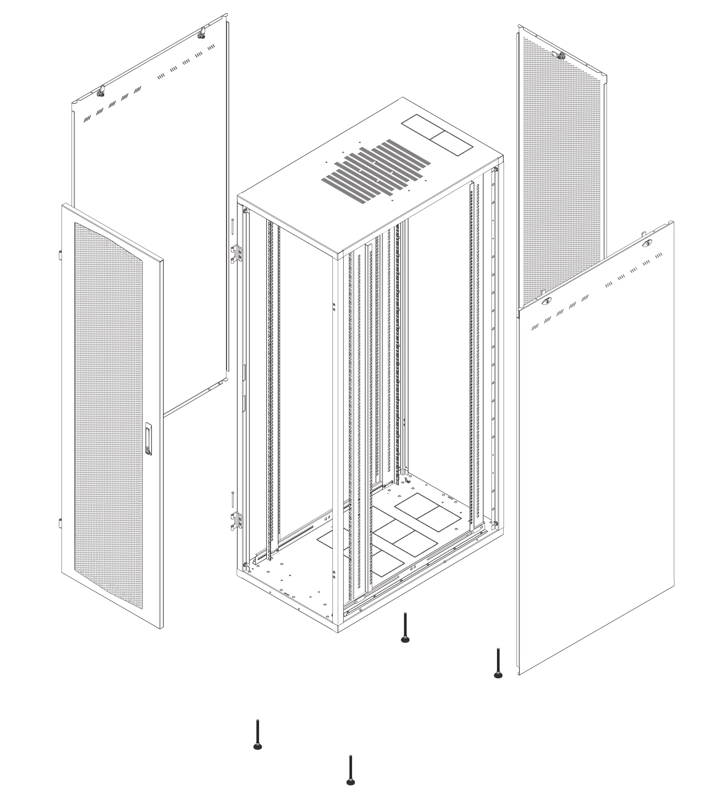 Armadio Server Rack NextGen 1000 19'' 600x1200 27U Nero Porta Grigliata - Miniatura 3