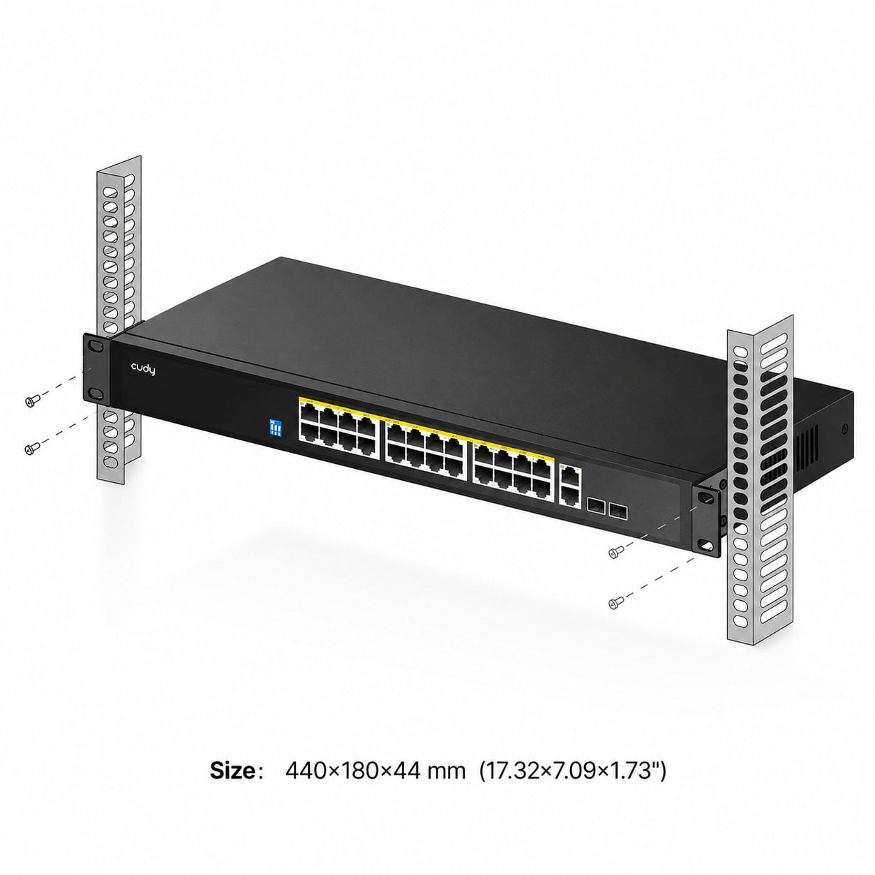Switch Gigabit PoE+ 24 Porte con 2 Uplink GBE e 2 Gigabit SFP, GS1026PS2 Nero - Miniatura 3