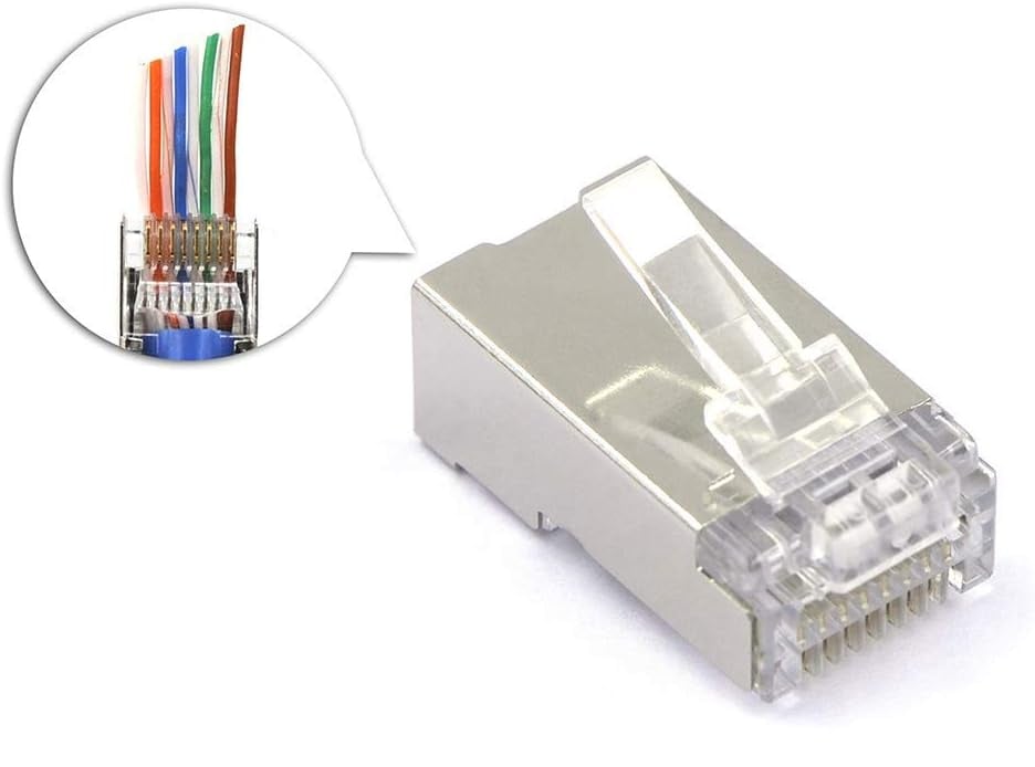Confezione 50 Plug modulari RJ45 Passanti Cat6 FastCrimp - Miniatura 3