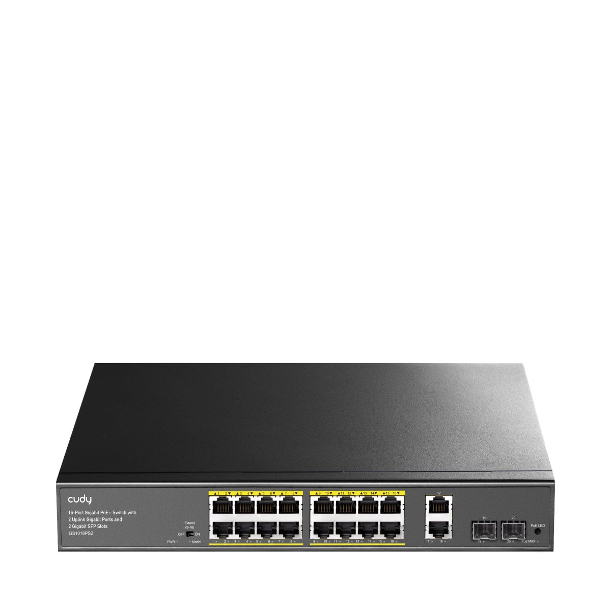 Switch Gigabit PoE+ 16 Porte con 2 Uplink GBE e 2 Gigabit SFP, GS1018PS2 Nero - Miniatura 3