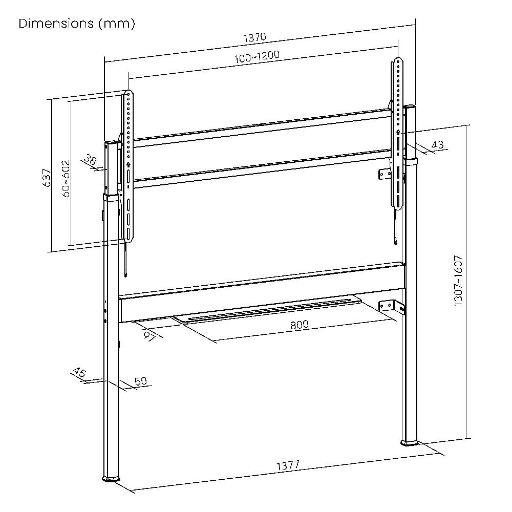 Supporto TV Slimfit Motorizzato da Parete con Altezza Regolabile per TV da 60-110'' con Telecomando - Miniatura 3
