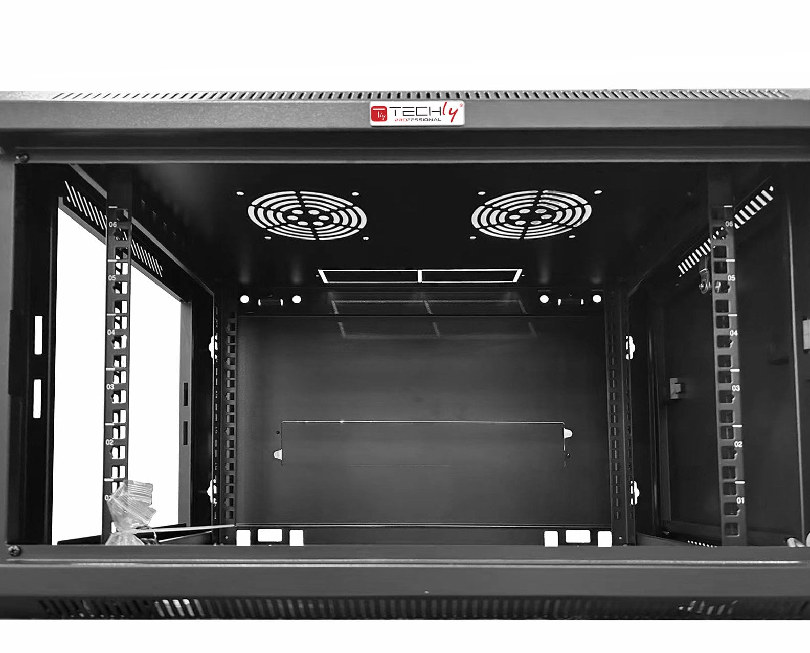 Armadio Rack 19'' a muro 15 unità sezione unica prof. 450 mm Nero - Miniatura 3
