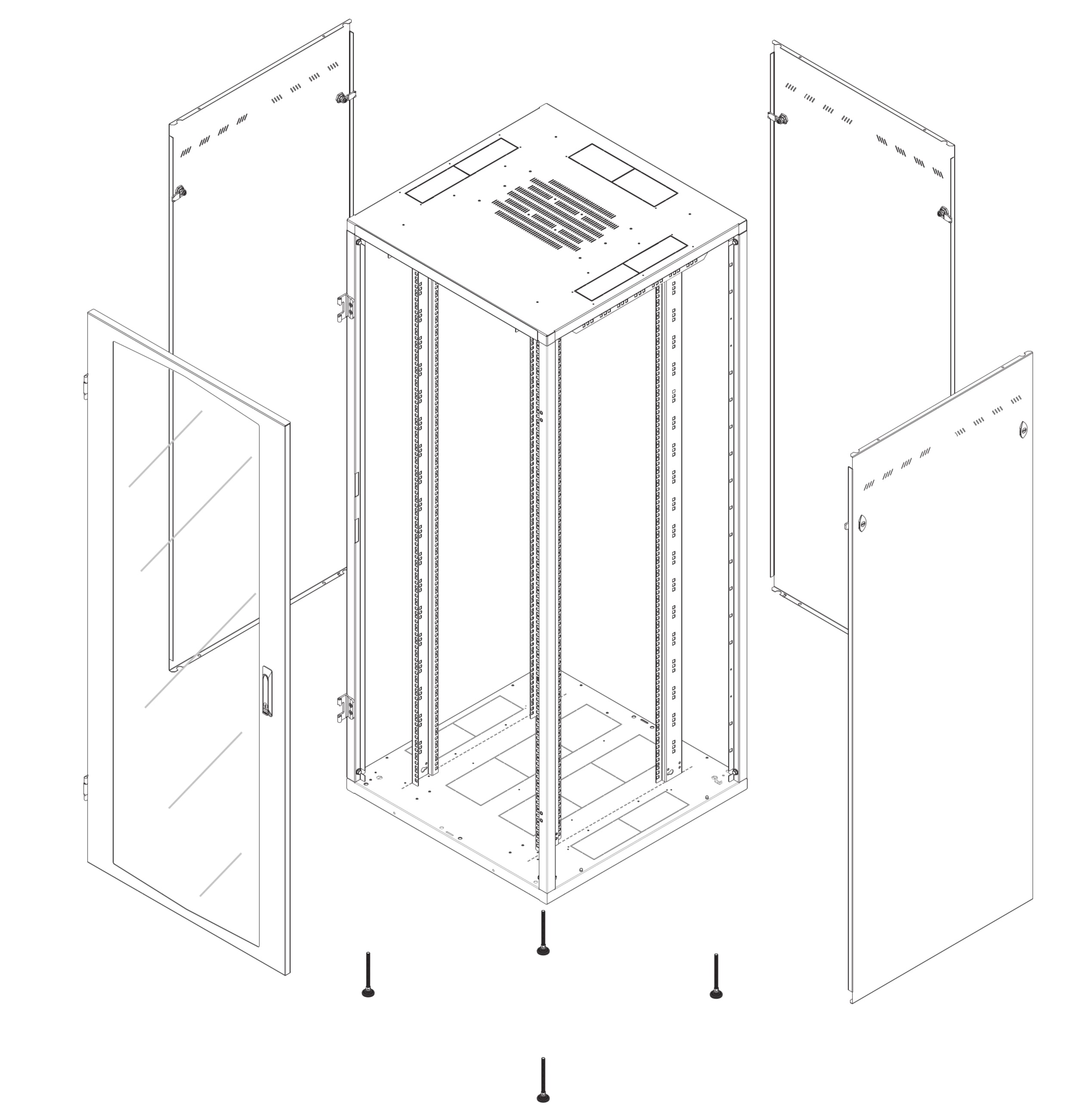 Armadio Server Rack NextGen 1000 19'' 800x800 47U Nero - Miniatura 3