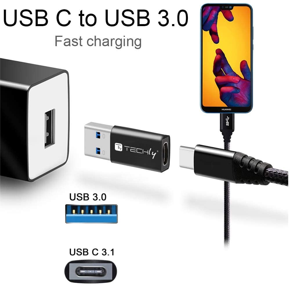 Adattatore Convertitore USB 3.2 USB A Maschio a USB-C™ Femmina Nero - Miniatura 3