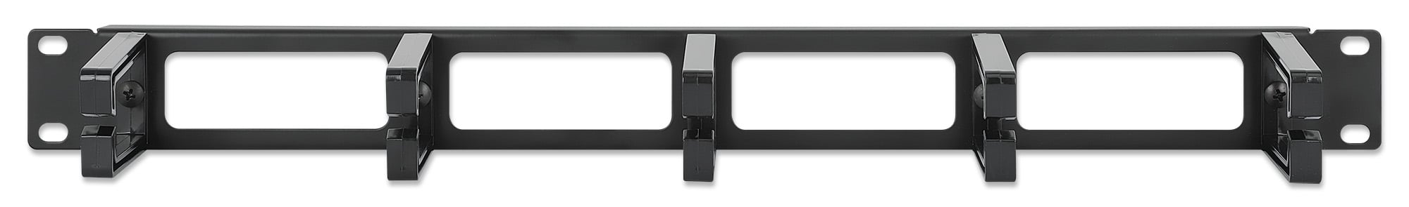 Pannello Passacavi 19'' 5 Anelli in Plastica 1U Nero - Miniatura 3