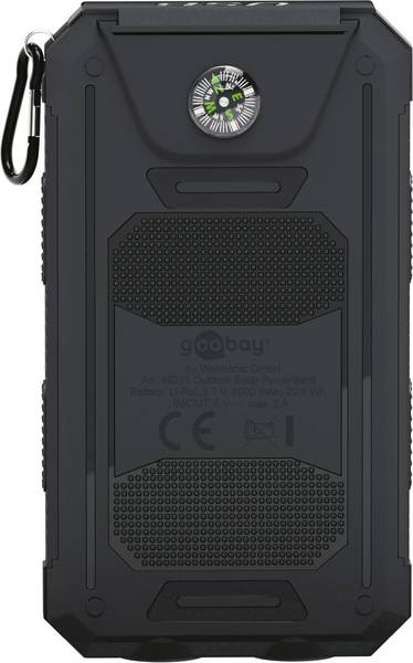 Powerbank Outdoor Energia Solare 8000 mAh con Torcia IP45 2xUSB Nero - Miniatura 3