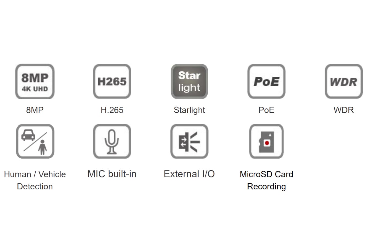 Telecamera IP Bullet IR H.265 da 8MP Rilevamento Basato su AI, DGM8109SVAT - Miniatura 3